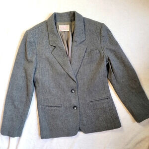 Pendleton Vintage 100% Virgin Wool 2 Button Blazer Dark Gray Womens 10P